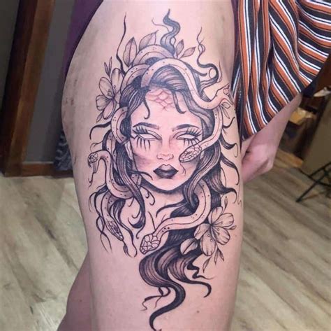 thigh feminine beautiful medusa tattoo|Top 50 Exquisite Beautiful Medusa Tattoo Ideas for Female